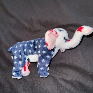 Ty Righty 2000 Beanie Baby -Elephant Plush in Red, White, and Blue